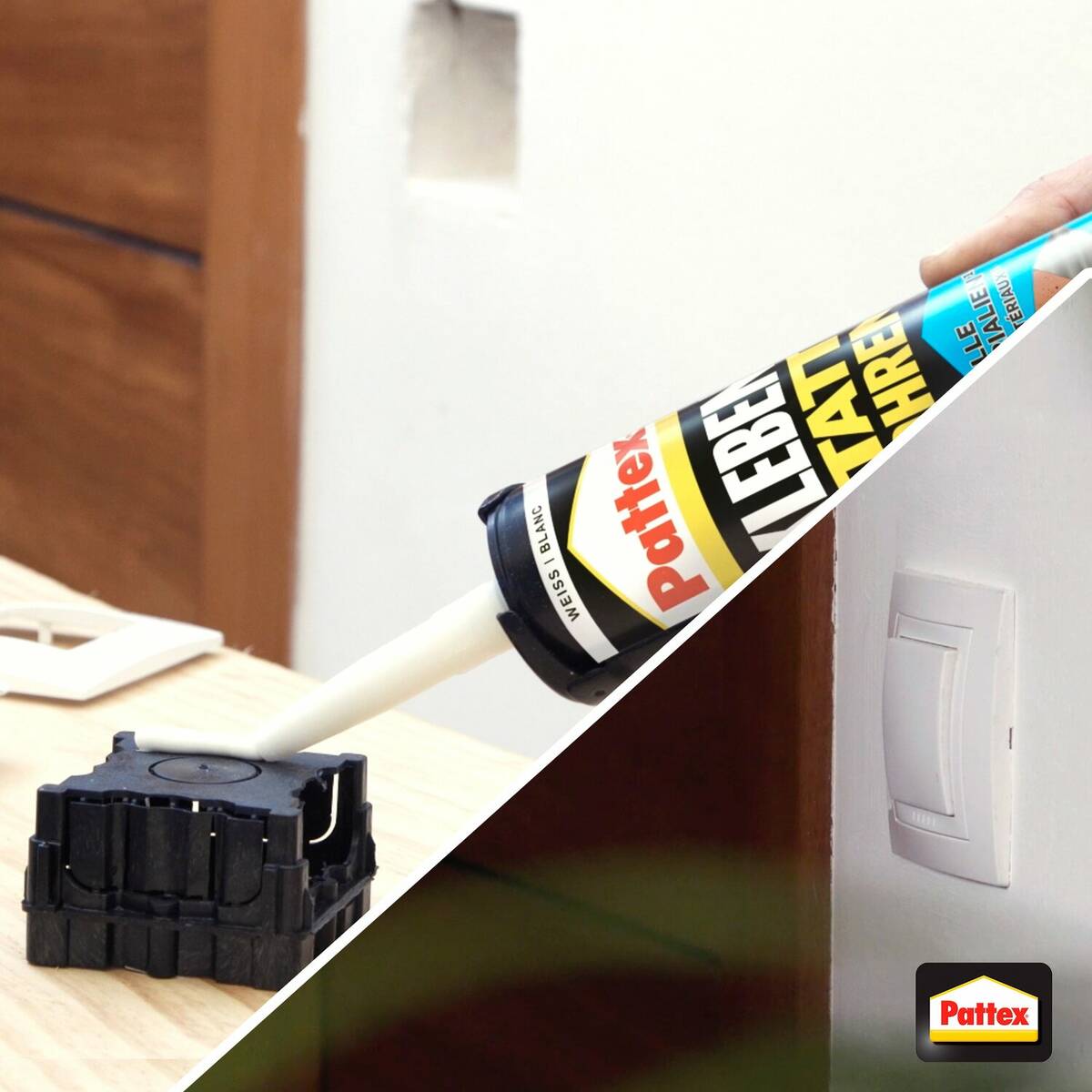Pattex Montagekleber » Kleben statt Bohren « Weiß, Innen und Außen