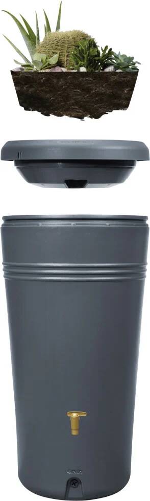 4rain Regenspeicher » Azura 2in1 « 230 L, grau, inkl. Pflanzschale