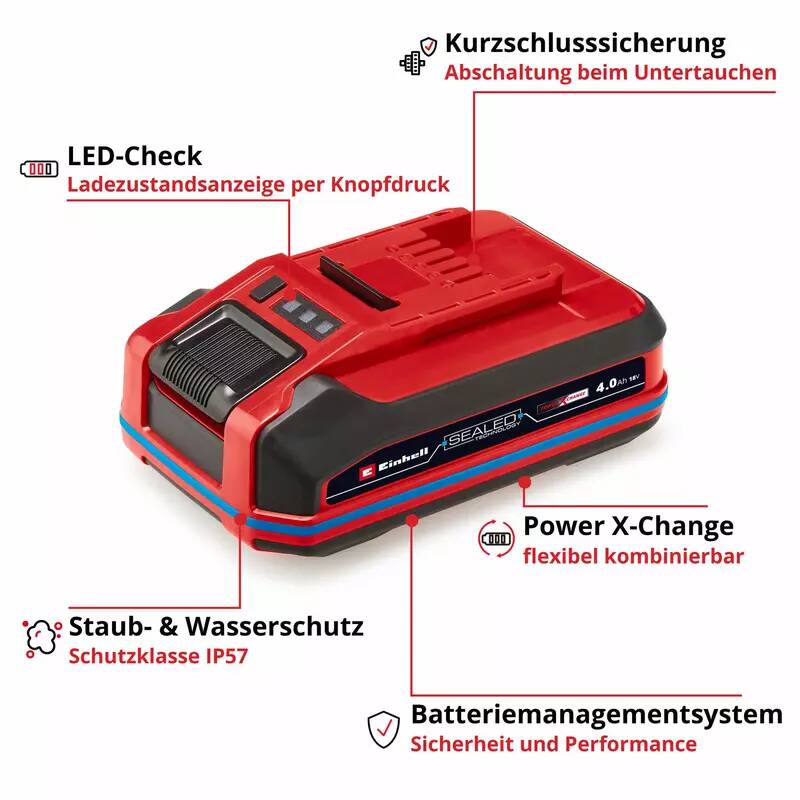 Einhell Zubehör » SEALED 4 AH Akku « 18 V Power X-Change, wasserdicht