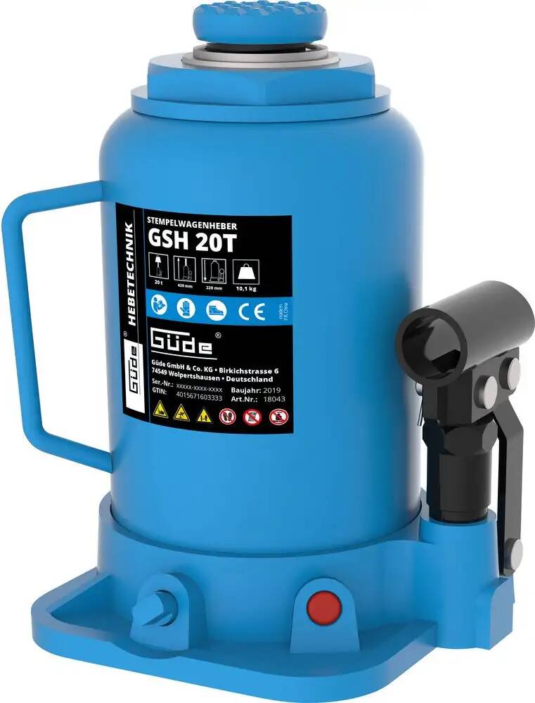 Güde Stempelwagenheber » GSH 20T « 20 T, hydraulik, Pumphebel 3-teilig