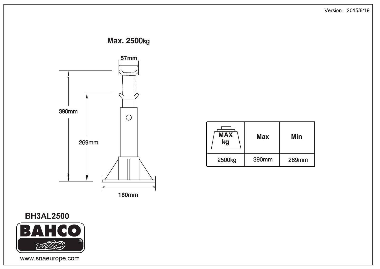 Bahco Aluminium Unterstellböcke BH3AL2500 - 2 Stück je 2,5 Tonnen Tragfähigkeit