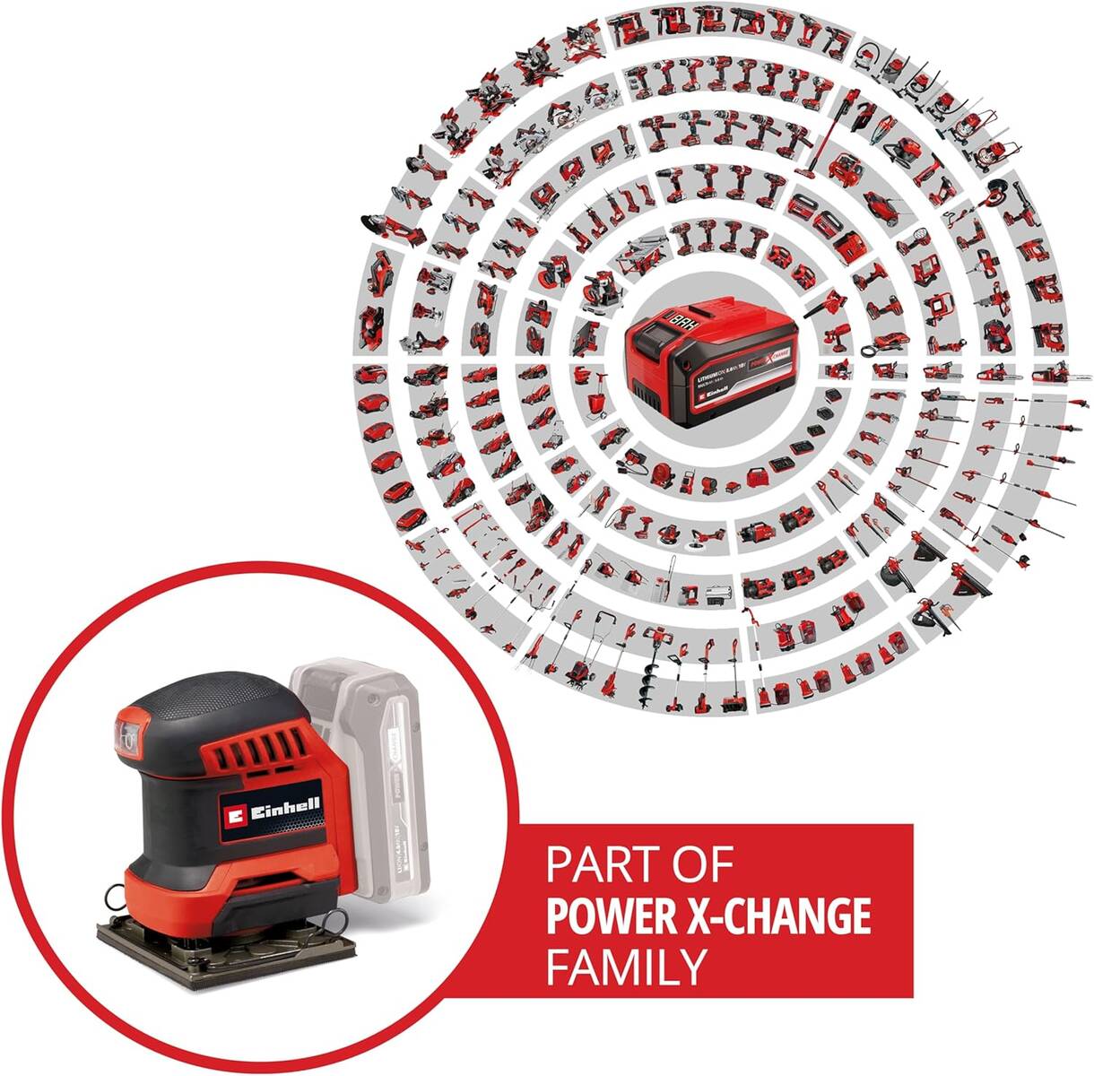 Einhell Akku-Faustschleifer » TE-OS 18/113 Li-Solo « Kletthaftung, 18 V