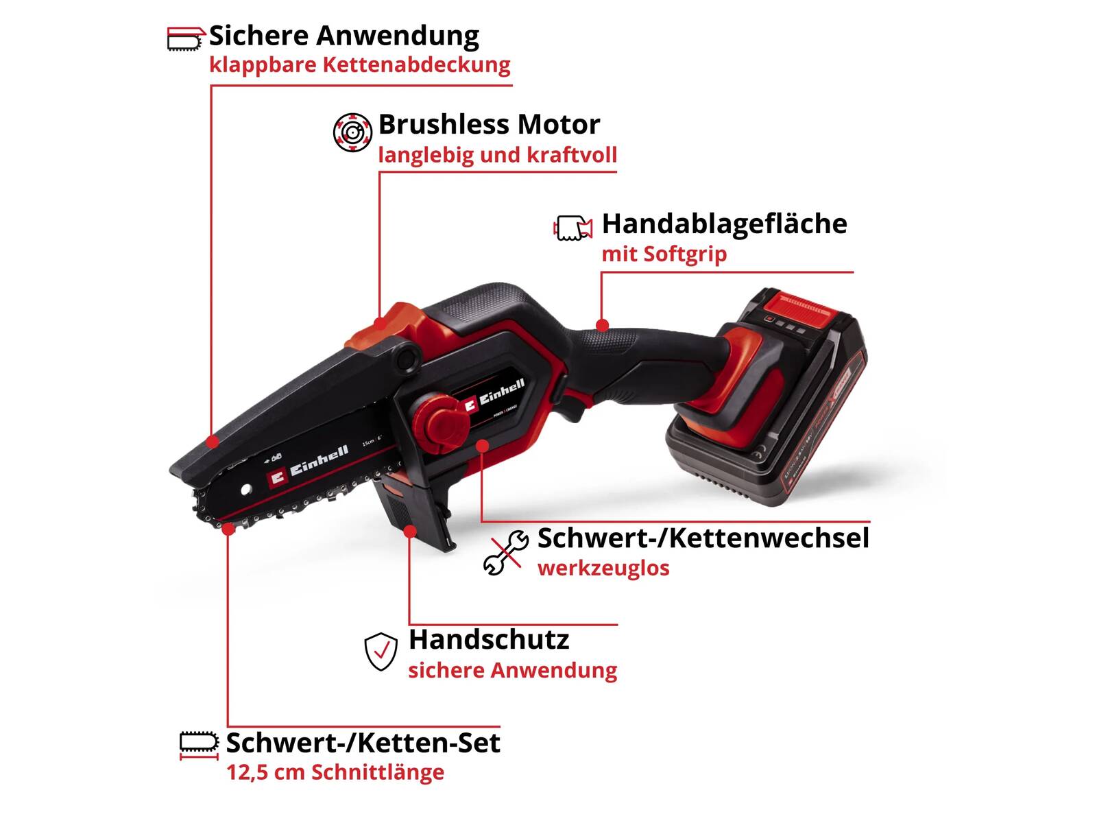 Einhell Akku-Astkettensäge » GE-PS 18/15 Li BL Kit « Mit Akku & Koffer