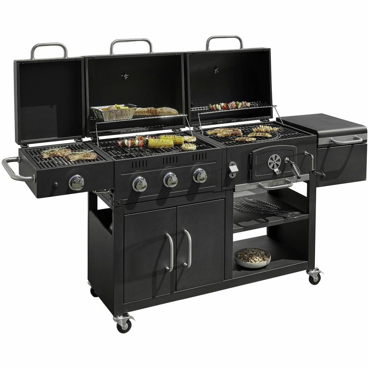 Mr. Gardener Holzkohle- und Gasgrill » Ottawa All-in-One « 3-in-1 BBQ