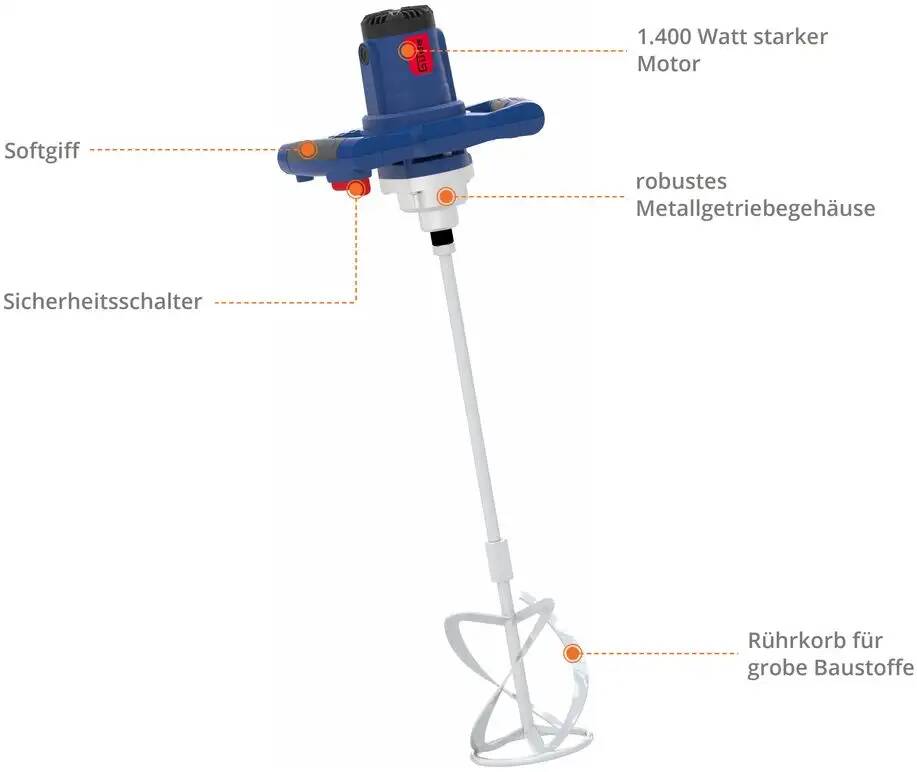 Güde Rührwerk » GRW 1414.1 « 1400 W, Metallgetriebe, Ergo-Design
