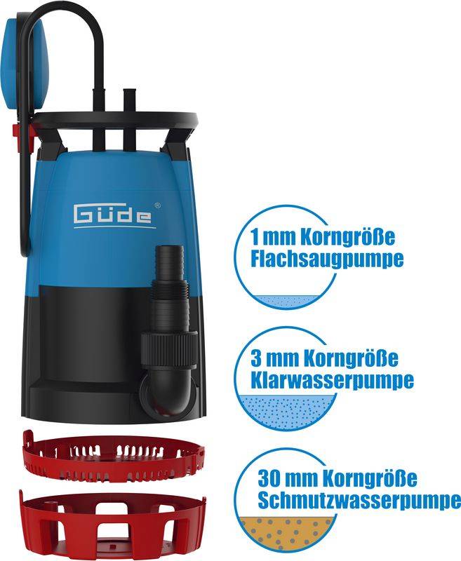 Güde Kombitauchpumpe » GS 751-3in1 « für Flach-Schmutz- und Klarwasser