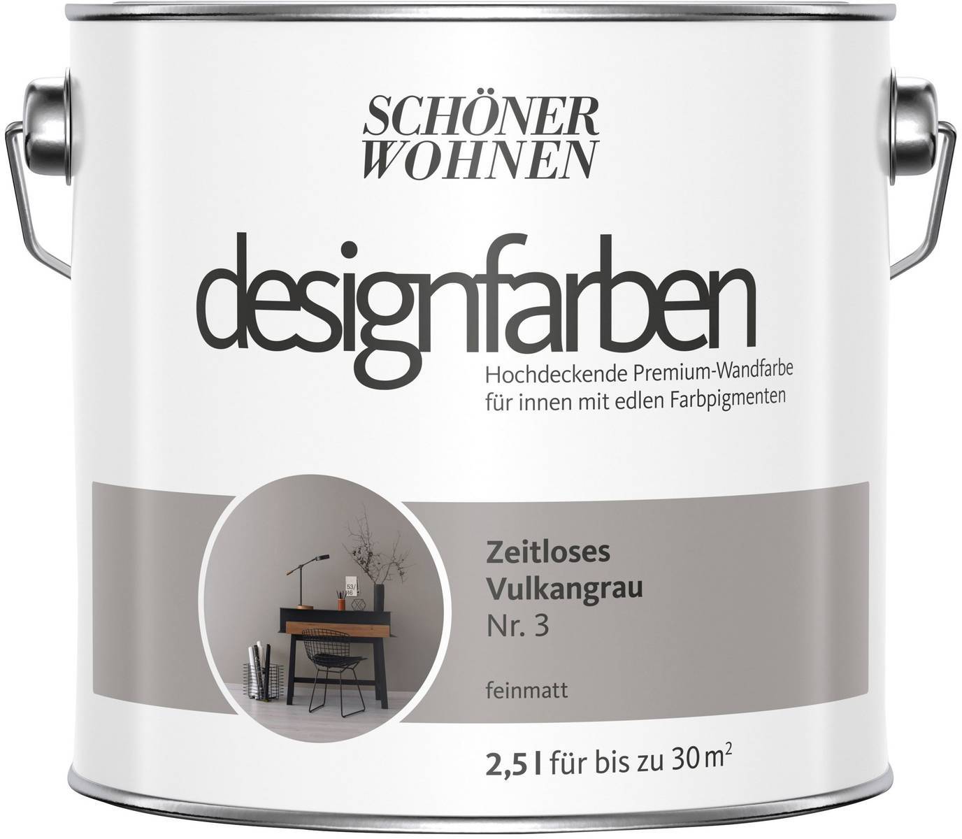 SCHÖNER WOHNEN designfarben » Zeitloses Vulkangrau « matt - 2,5 l