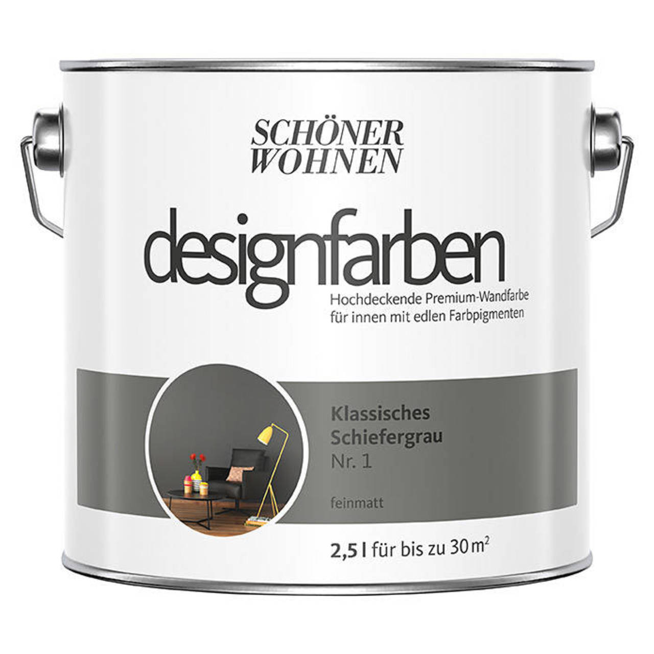 SCHÖNER WOHNEN designfarben » Klassisches Schiefergrau « matt - 2,5 l