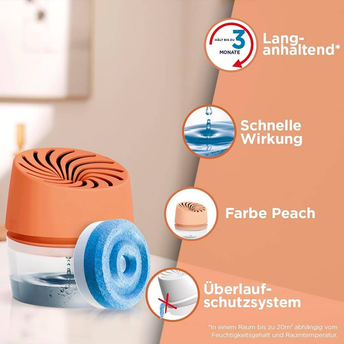 Pattex Luftentfeuchter AERO 360° » Peach « inkl. 1x Tab