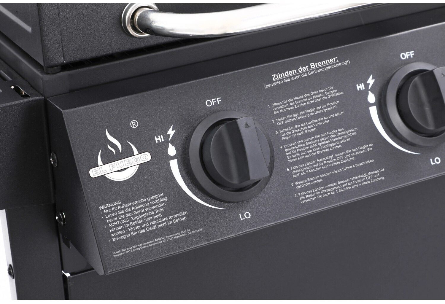 El Fuego Gasgrill » San Jose « 2 Brenner, Thermometer, 5 kW