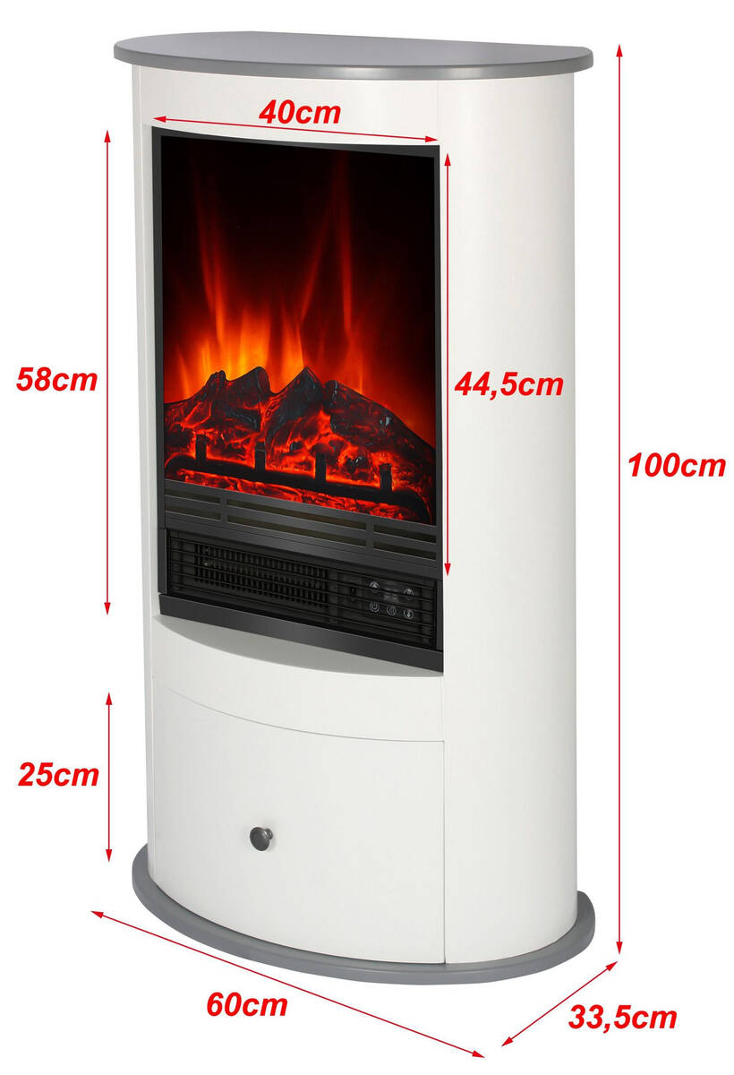 El Fuego Elektrokamin » Wien II « AY0718, weiß, dimmbar, Timerfunktion