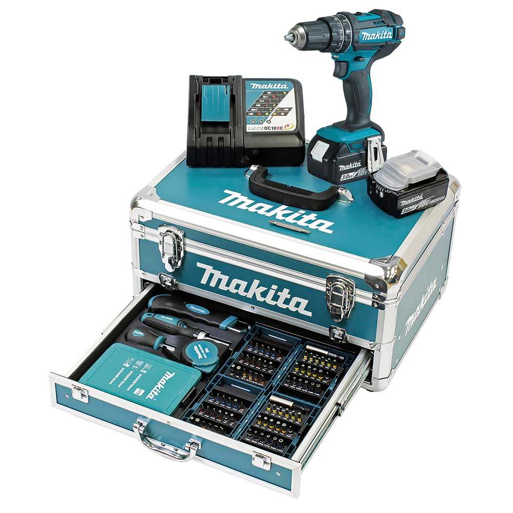 Makita Akku Schlagbohrschrauber » DHP482RFX9 « 18V Makita Akkuschlagschrauber DHP482