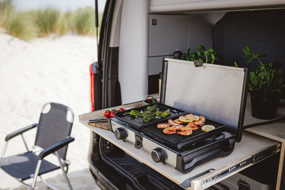 Enders Campingkocher » RYDA 2Z GP « mit Zündsicherung & 2 Grillplatten