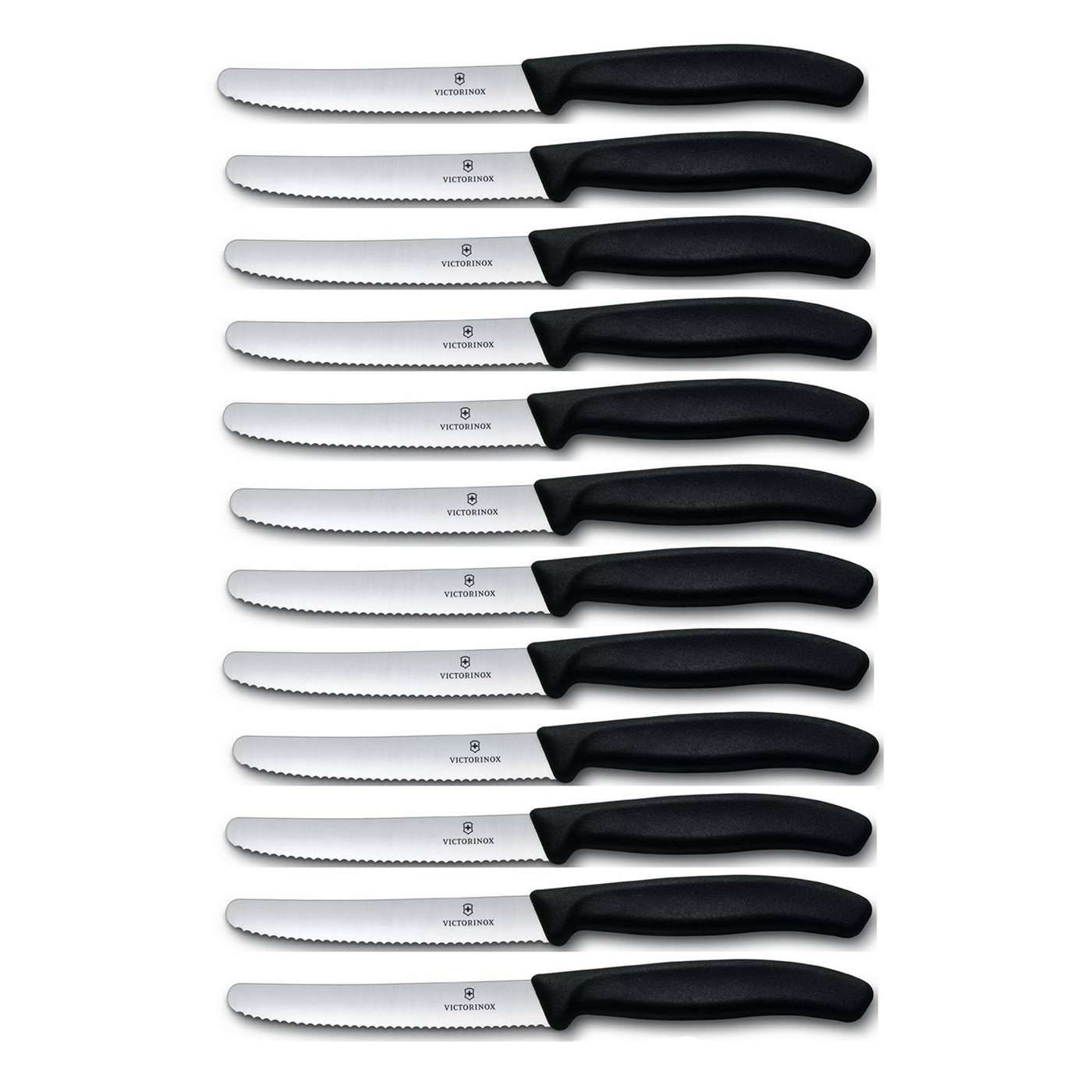 12 X VICTORINOX Tomatenmesser, Brötchenmesser, Küchenmesser schwarz SwissClassic