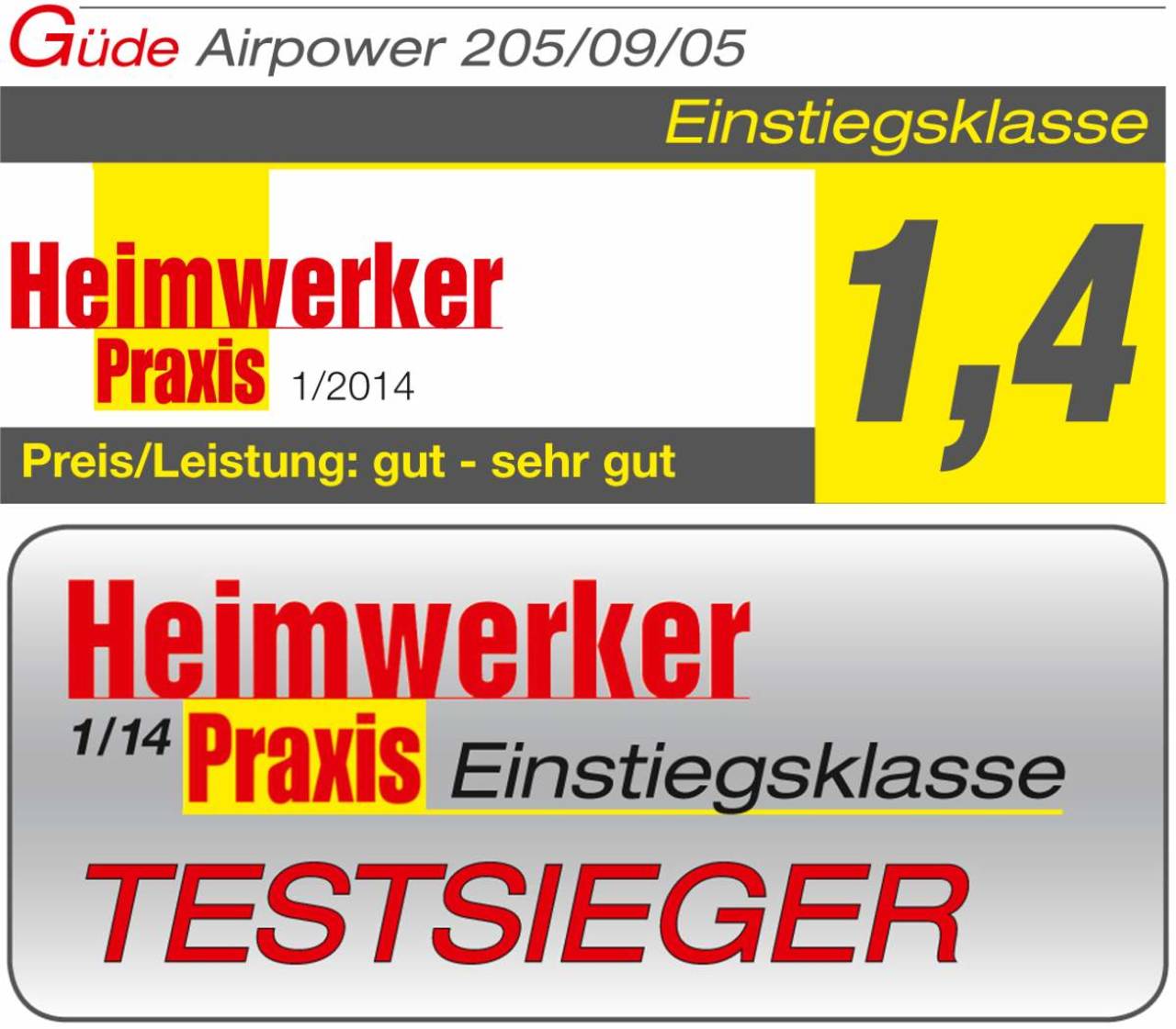 Güde ölfrei Kompressor Airpower 205/09/5, Kolbenkompressor, Druckluft