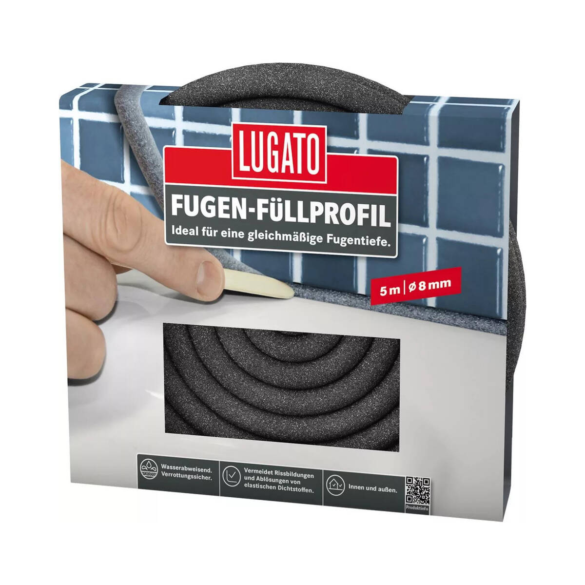 Lugato Dichtstoff-Unterstützung » Fugen-Füllprofil « 5 m, Grau, 8 mm