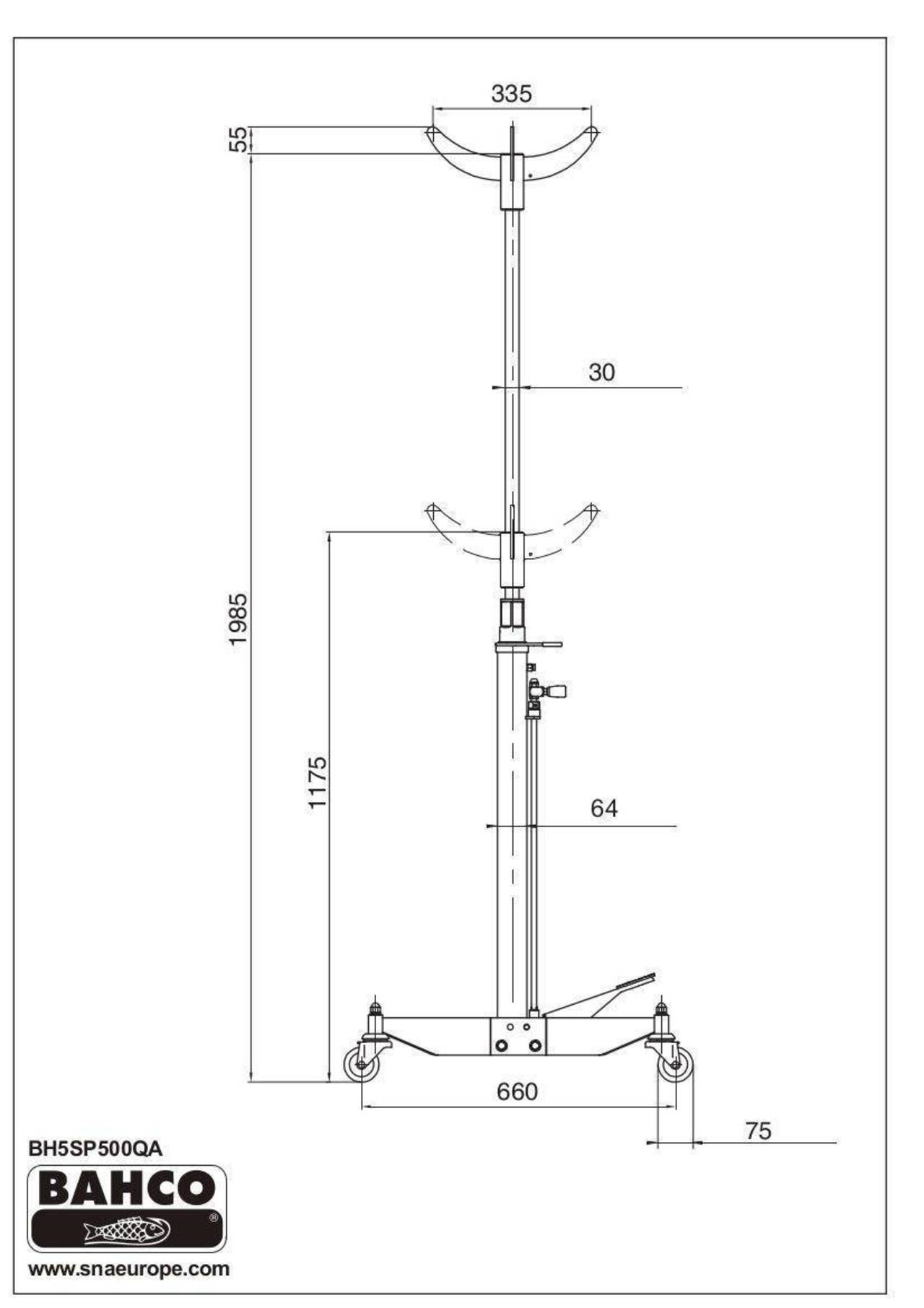 Bahco Getriebeheber 500kg - BH5SP500QA - Räder 360° drehbar