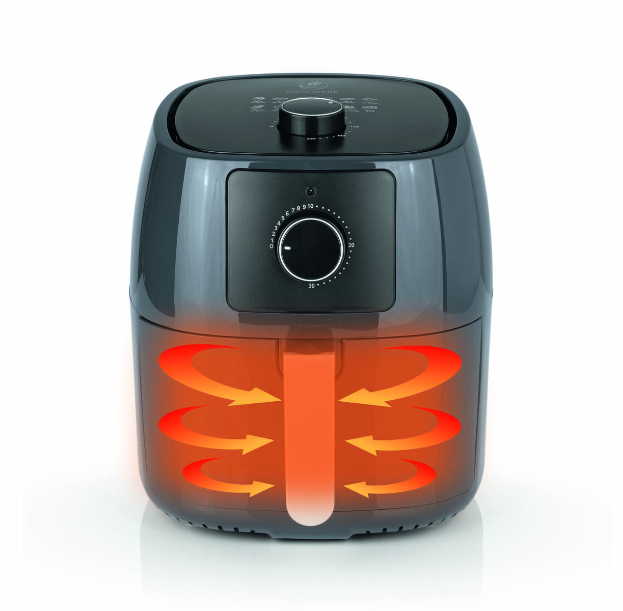 Kochwerk » Heißluft-Fritteuse « 1400W, Timer, 5L-Korb, 8-in-1 Funktion