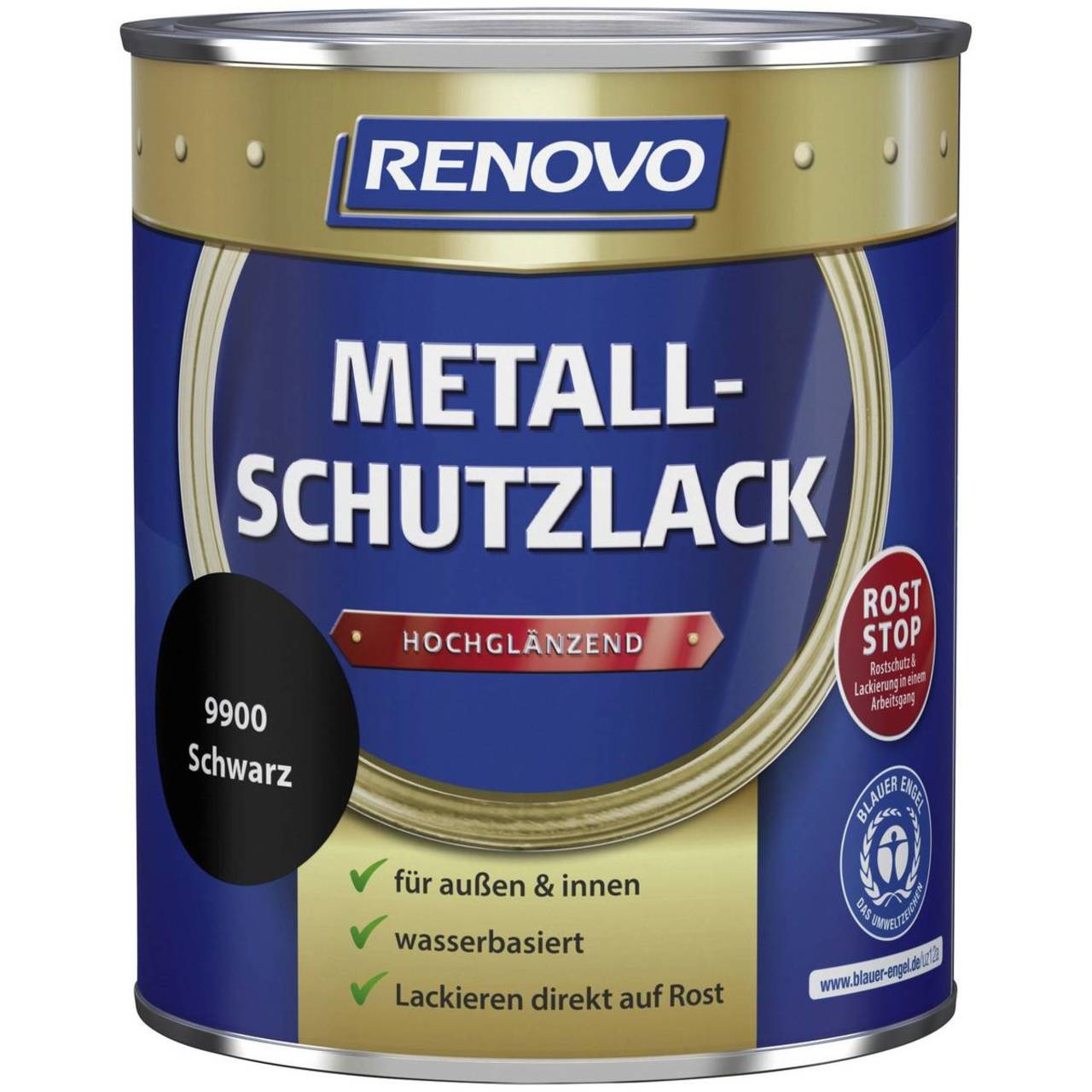 RENOVO Metallschutzlack » Schwarz « hochglänzend - 750 ml
