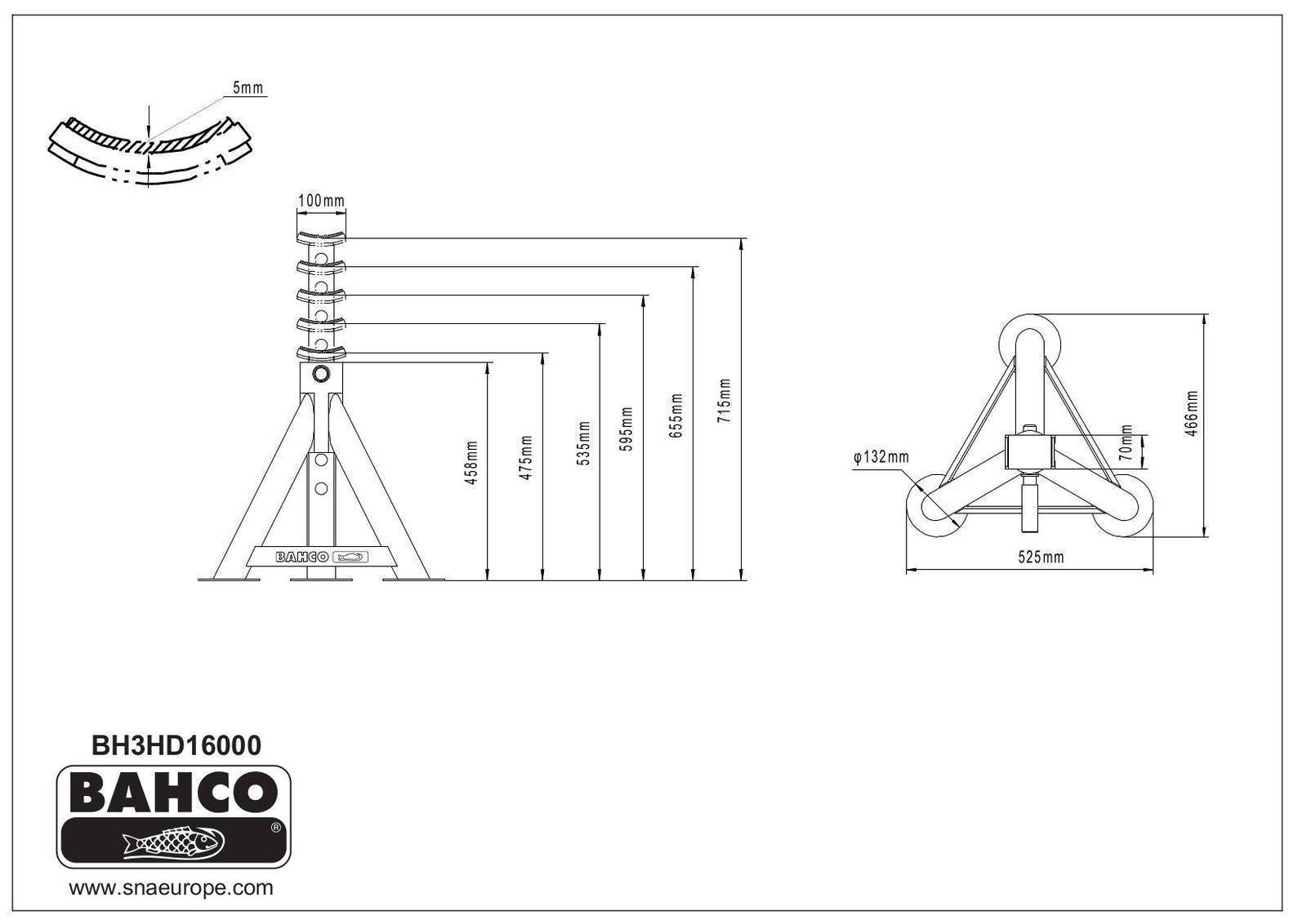 Bahco Schwerlast-Unterstellbock BH3HD16000 - 16 Tonnen Tragfähigkeit