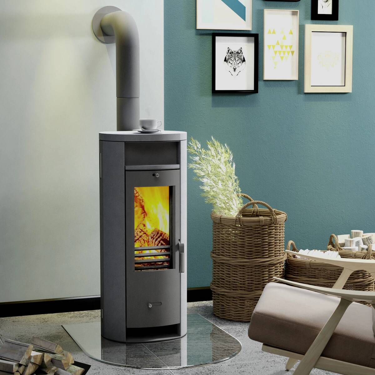 Accente Kaminofen » Slimline « Grau, Granitstein, 5 kW