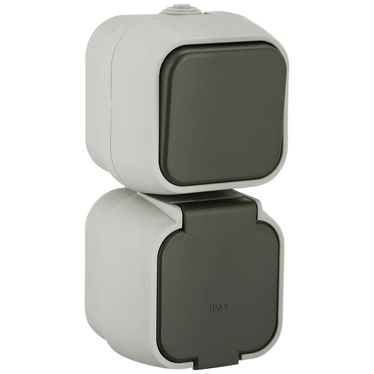 GO/ON Aufputz Wechselschalter und Steckdose » Grau « 230V