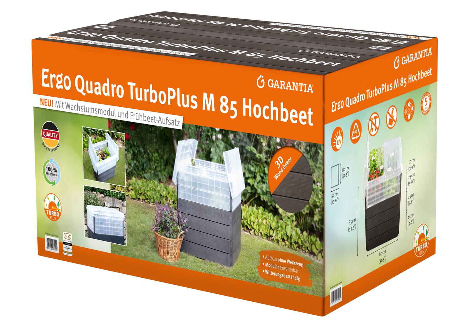 Garantia ERGO Hochbeet » Ergo Turbo M 85 « Set mit Wachstumsmodul & FLORA