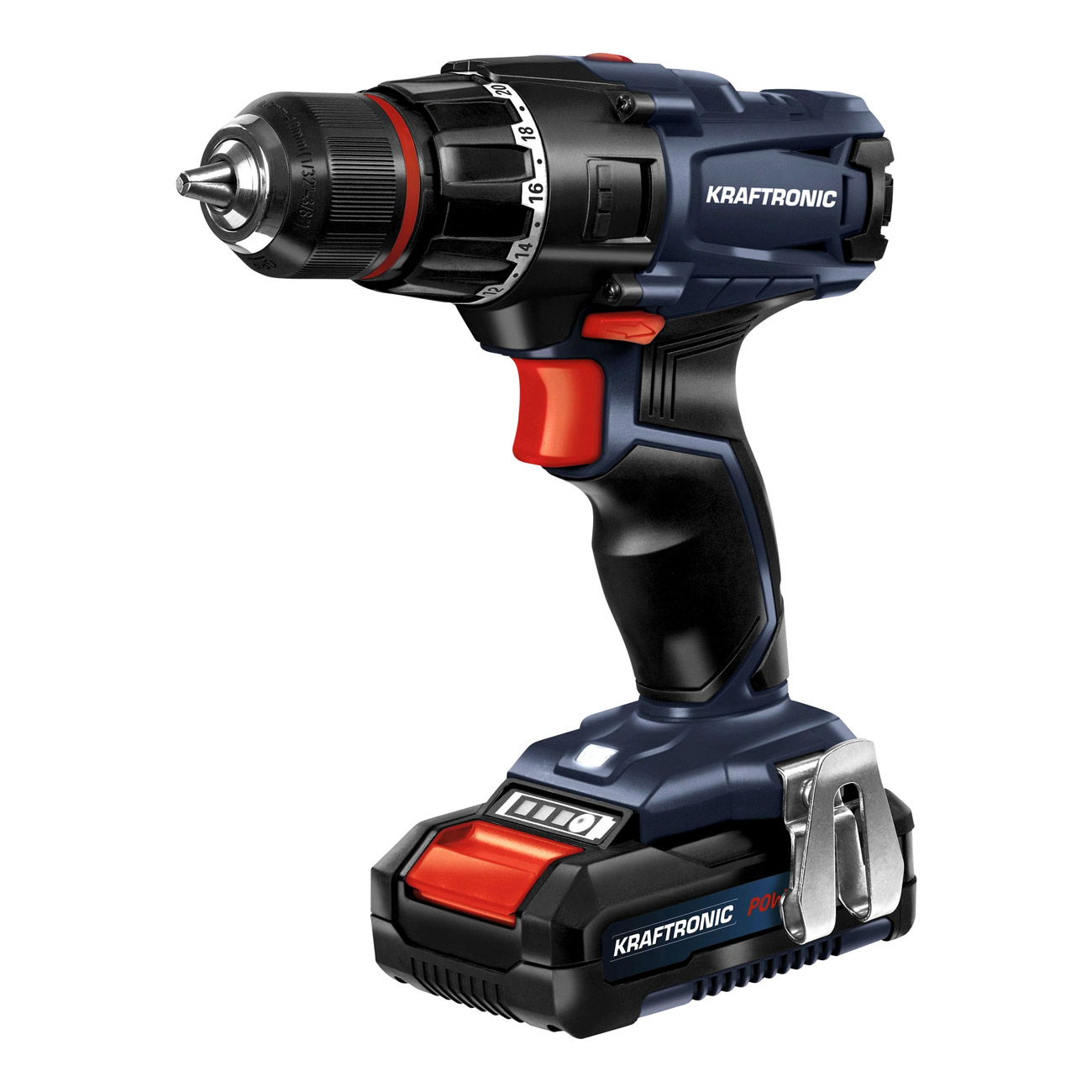 Kraftronic Akku-Bohrschrauber KT-AS 18 Li-2, 2x 18V 2,0 Ah, Schnelllader, Koffer