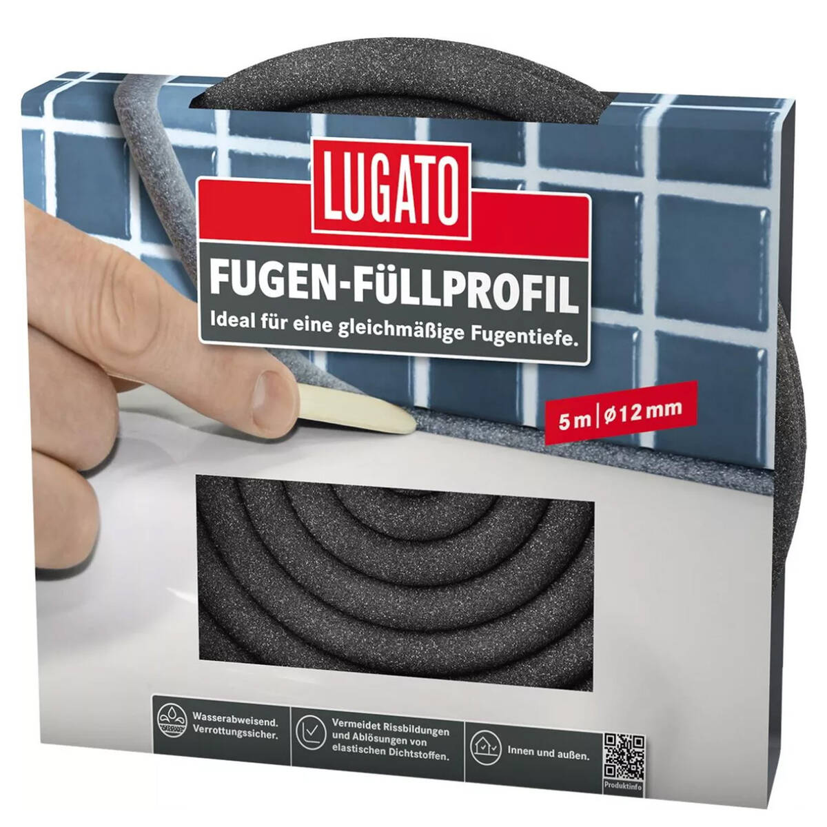 Lugato Dichtstoff-Unterstützung » Fugen-Füllprofil « 5 m, Grau, 12 mm