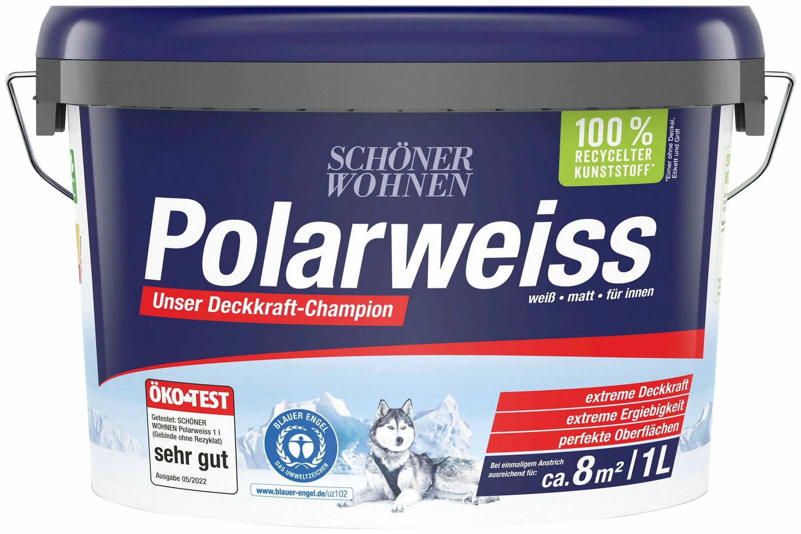 Schöner Wohnen Polarweiss » 1 Liter « Deckkraft-Profi für Innen Schöner Wohnen Weiß Matt