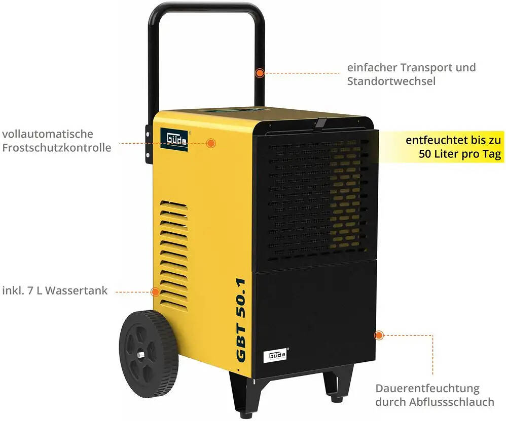 Güde Bautrockner » GBT 50.1 « bis 50 l / 24 h, 300 m³/h, R290, 56 dB