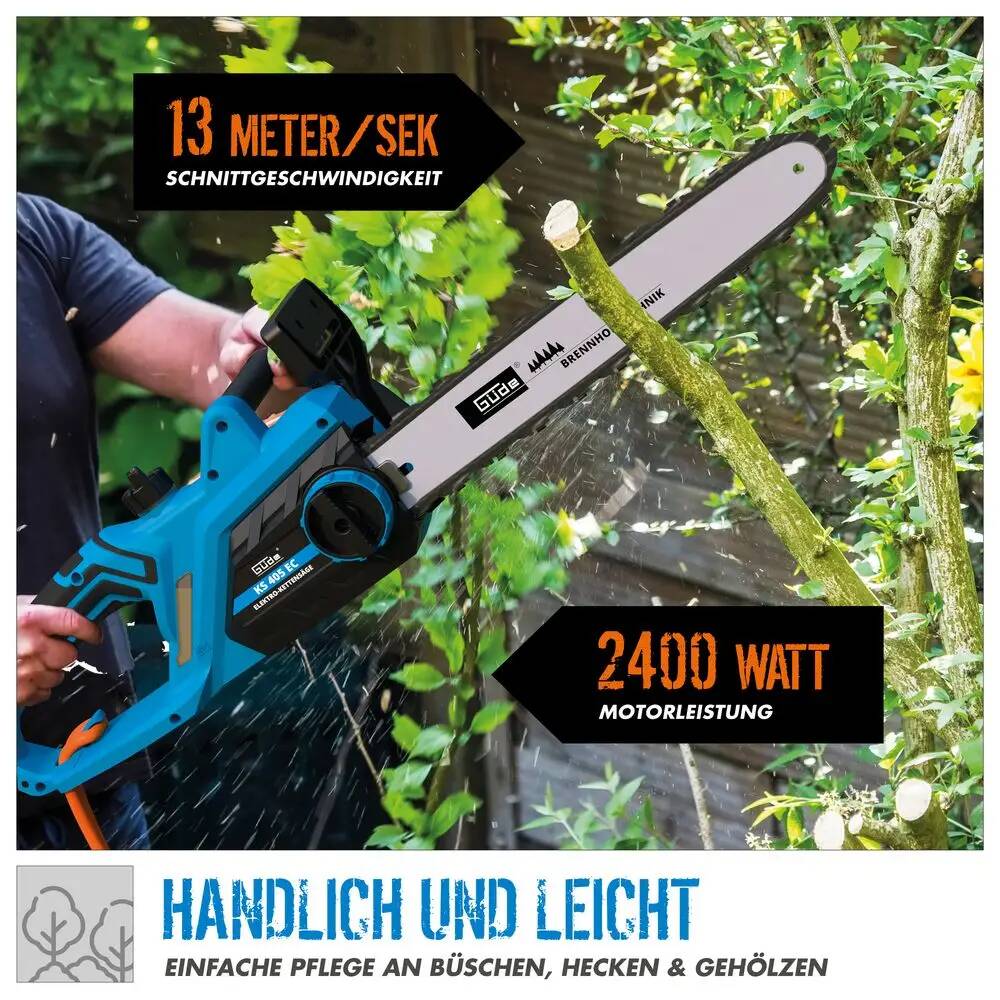 Güde Elektro Kettensäge » KS 405 EC « 2400 W, 13 m/s, Öltankanzeige