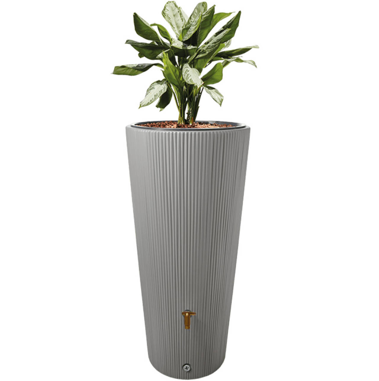 GRAF Regenspeicher » VASO 2 in 1 « zinkgrau - 220 l inkl. Pflanzschale