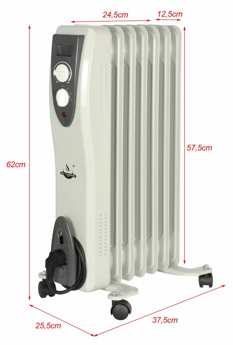 El Fuego Elektro-Ölradiator » AY7014 « Mit Thermostat & 3 Heizstufen