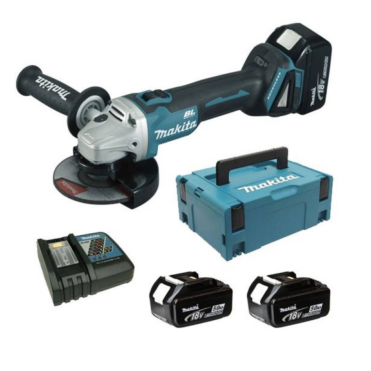 Makita Akku-Winkelschleifer » DGA513RTJ « 18 V, Makpac inkl. 2x Akkus