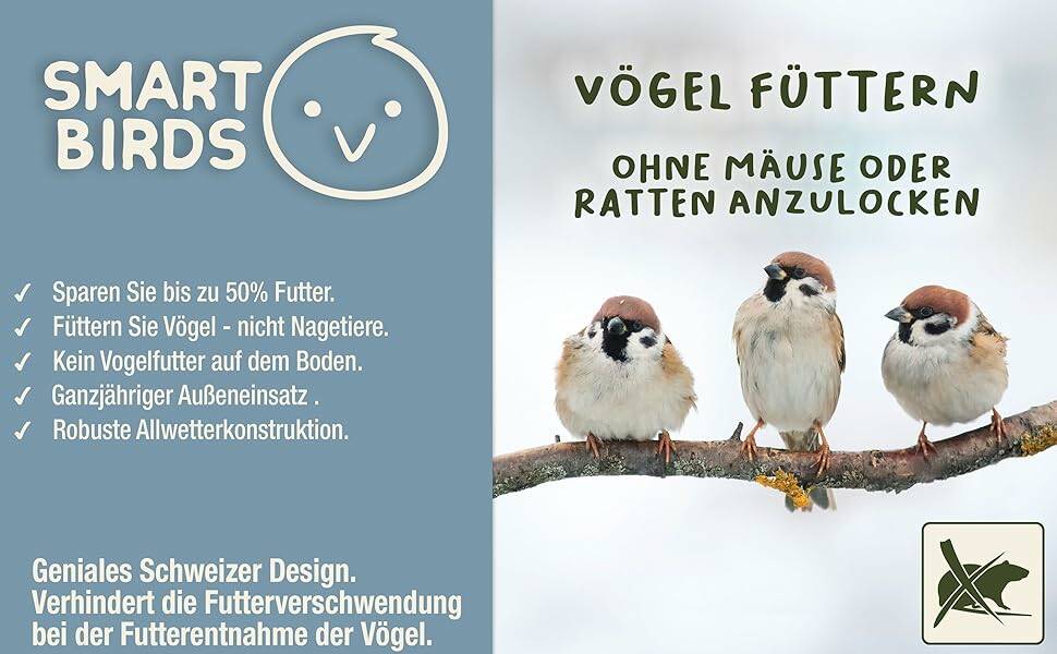 SWISSINNO Vogel-Futtersilo » SMART BIRDS « hellblau, Schutz vor Mäusen
