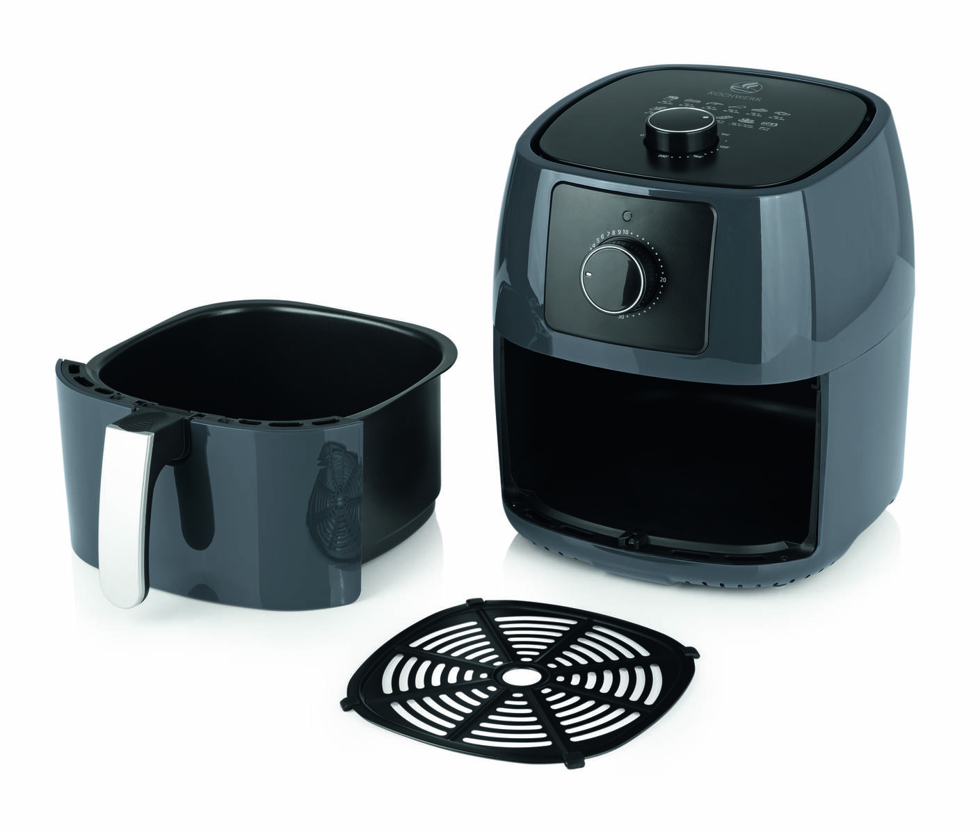 Kochwerk » Heißluft-Fritteuse « 1400W, Timer, 5L-Korb, 8-in-1 Funktion