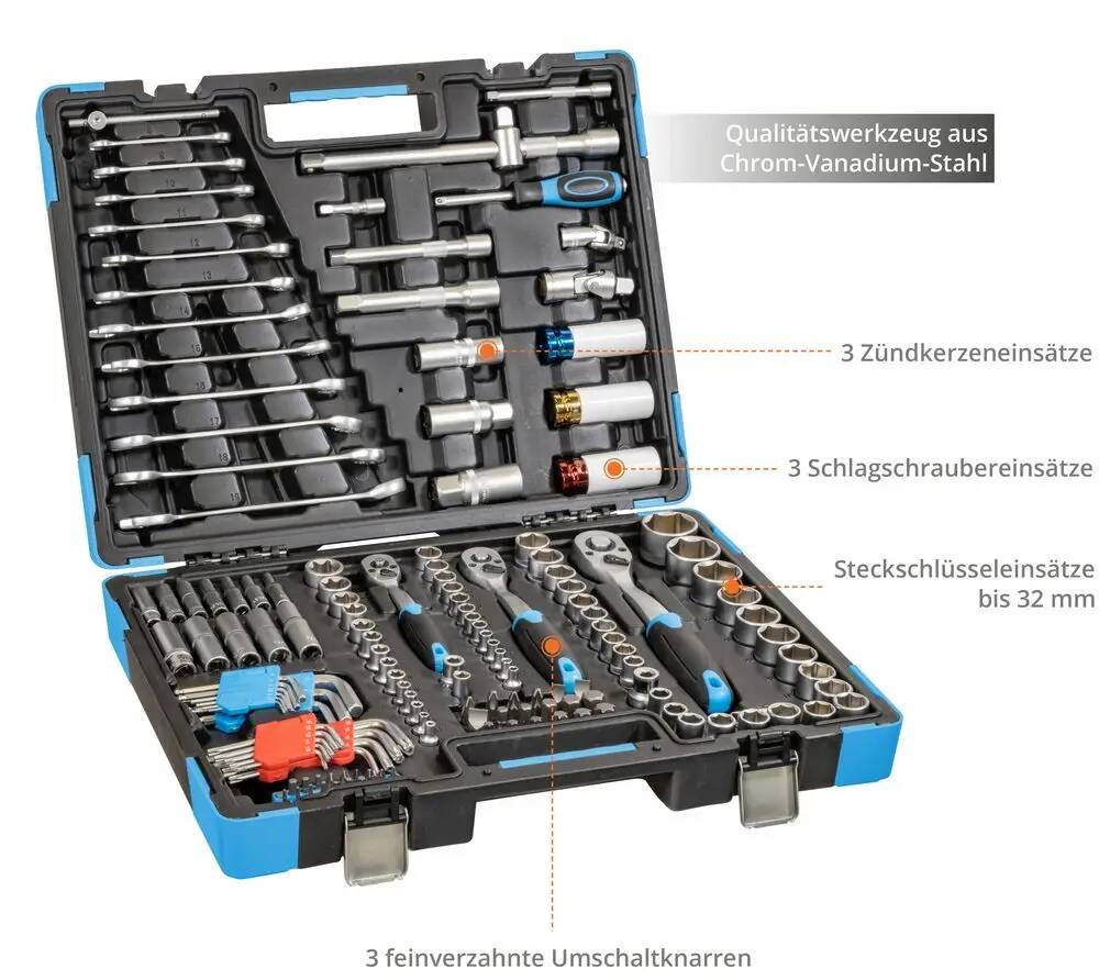 Güde Werkzeugkoffer » GWZK 157 « Chrom-Vanadium-Stahl, 157-teilig