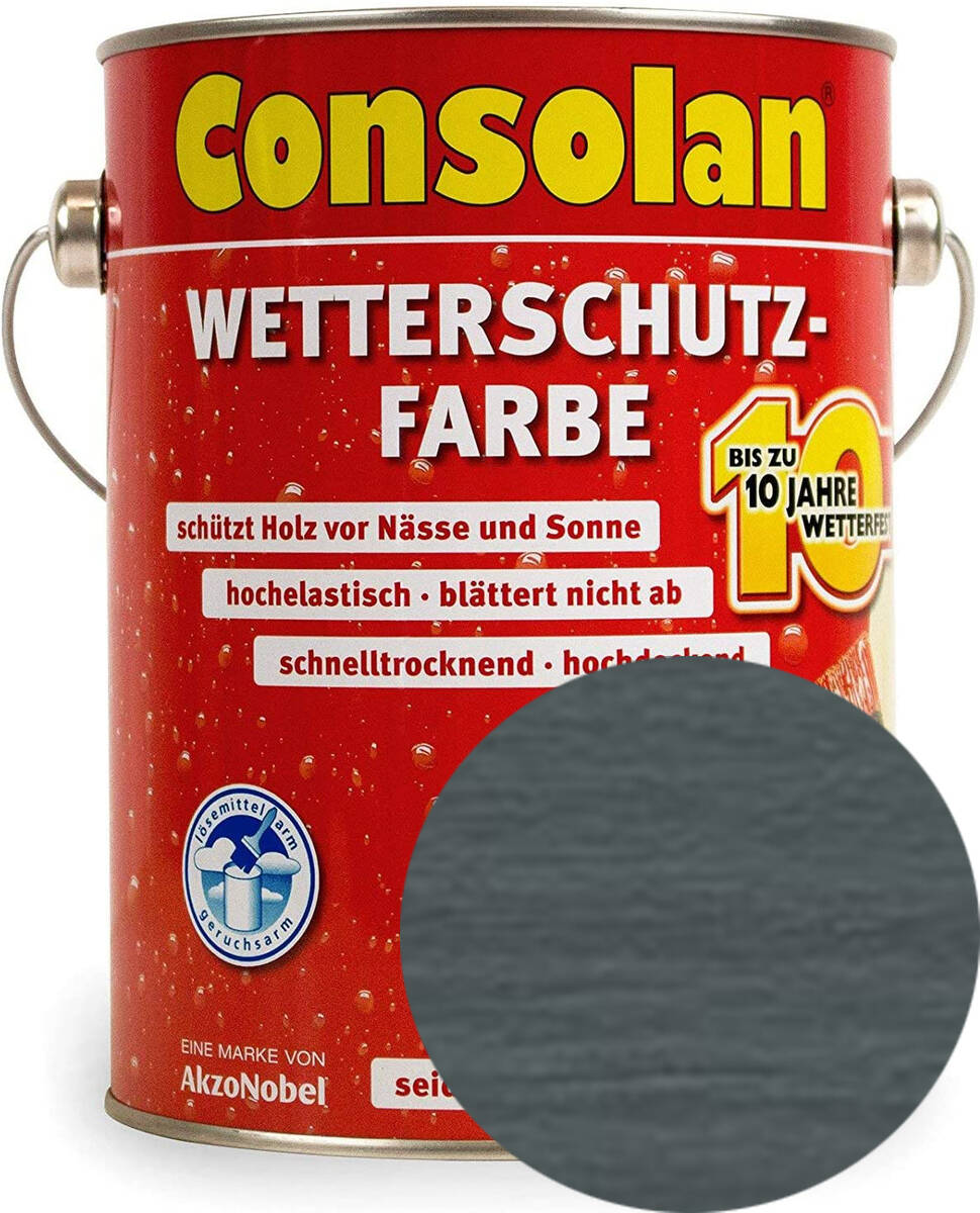 Consolan Wetterschutzfarbe » Schiefer « 2,5 L - Holzschutz