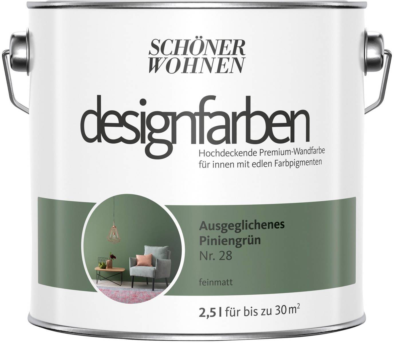 SCHÖNER WOHNEN designfarben » Ausgeglichenes Piniengrün « matt - 2,5 l