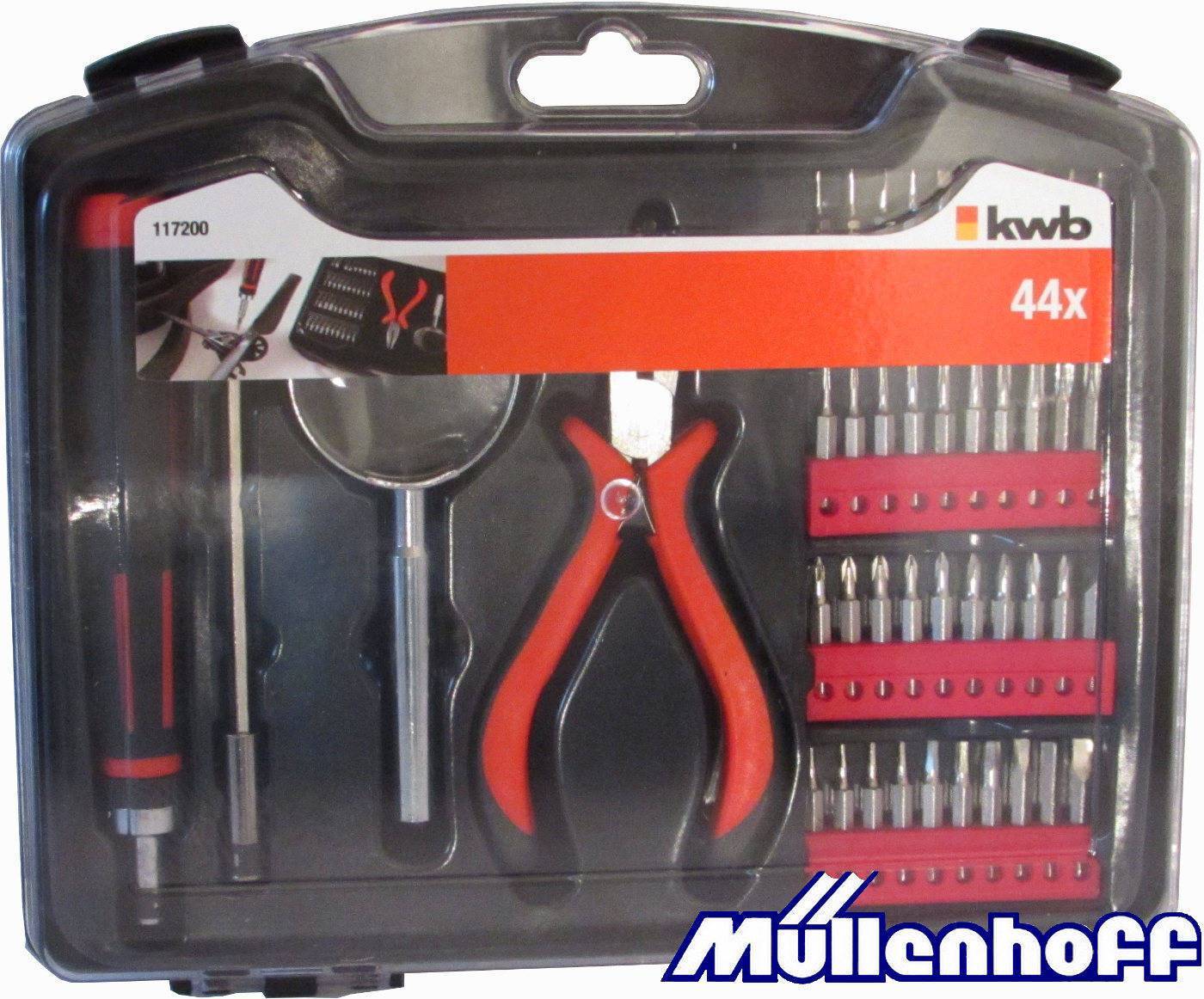 KWB Präzisionswerkzeugset 44-teilig - inkl. Zange, Lupe, Bits uvm.