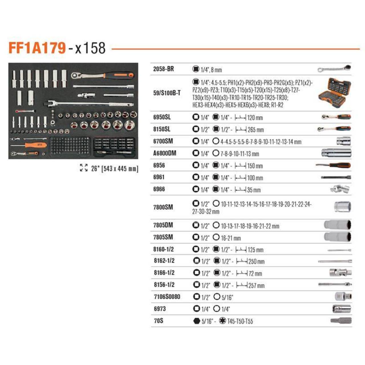Bahco Werkstattwagen E72 mit 214-tlg. Werkzeugset, schwarz