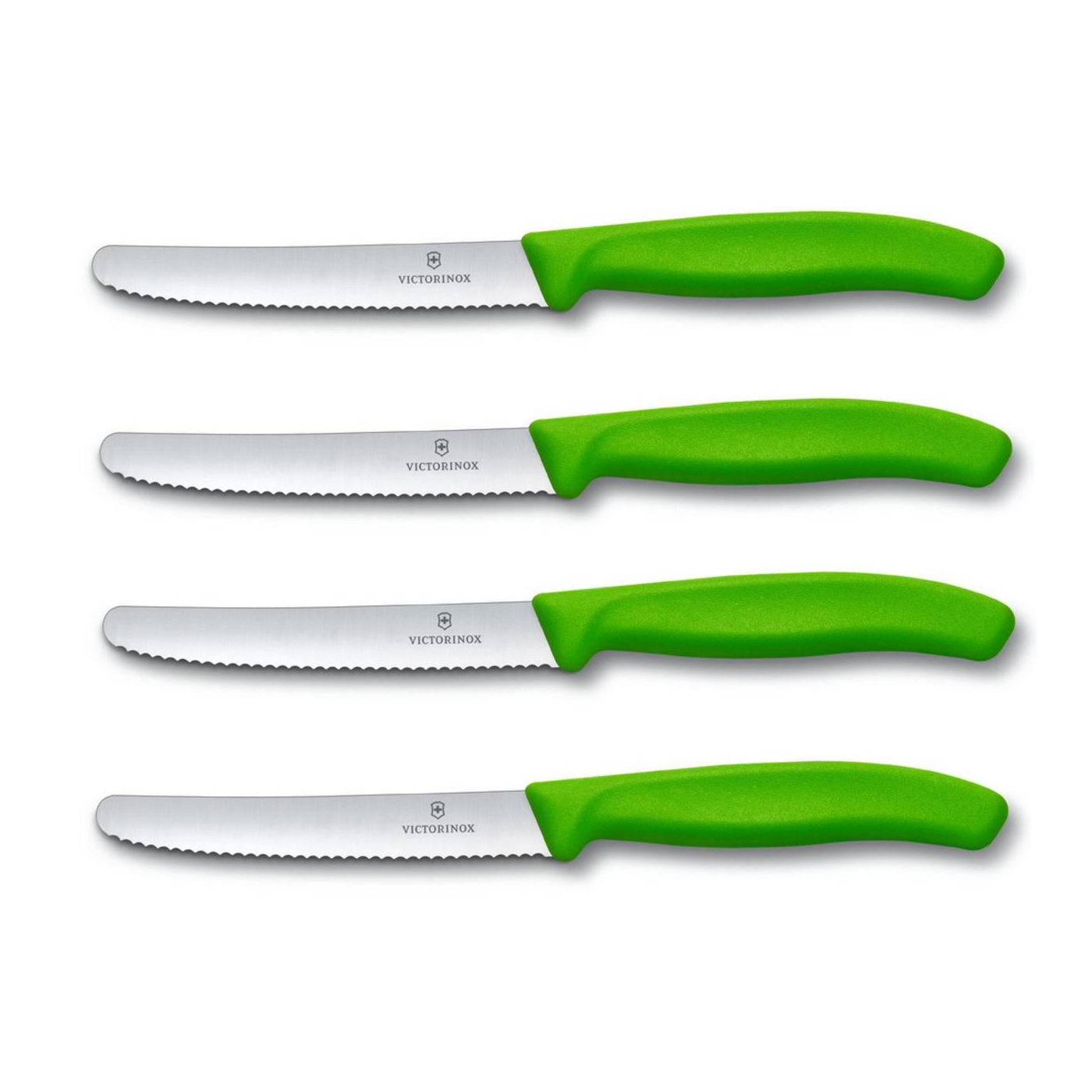 4 X VICTORINOX Tomatenmesser, Brötchenmesser, Küchenmesser grün Swiss Classic