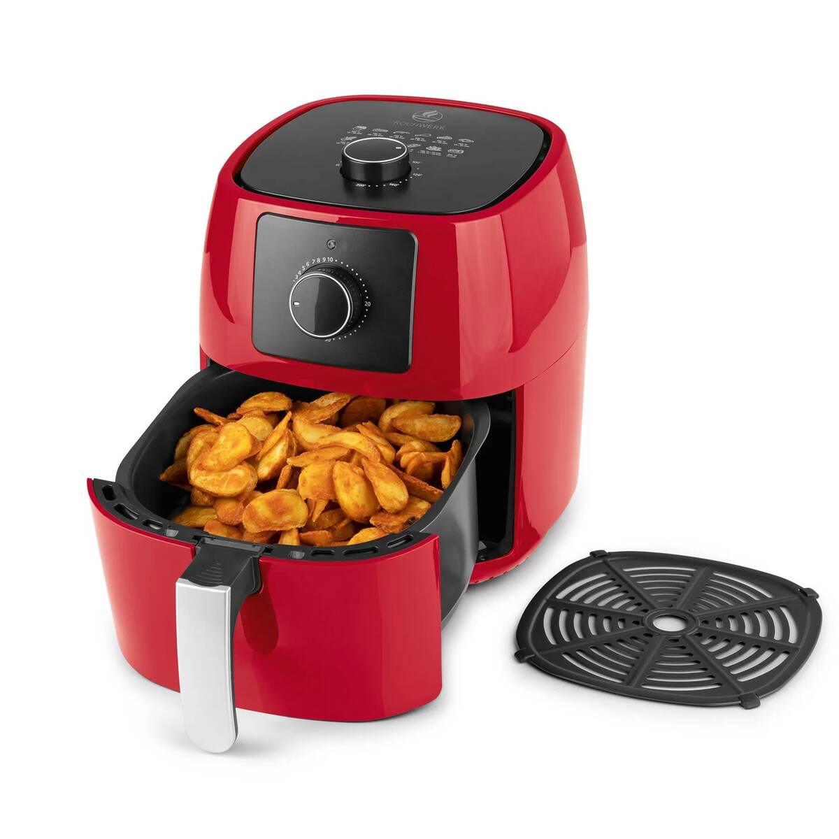 Kochwerk » Heißluft-Fritteuse « rot, 5 Liter, 1400 W, Timer, 200 Grad