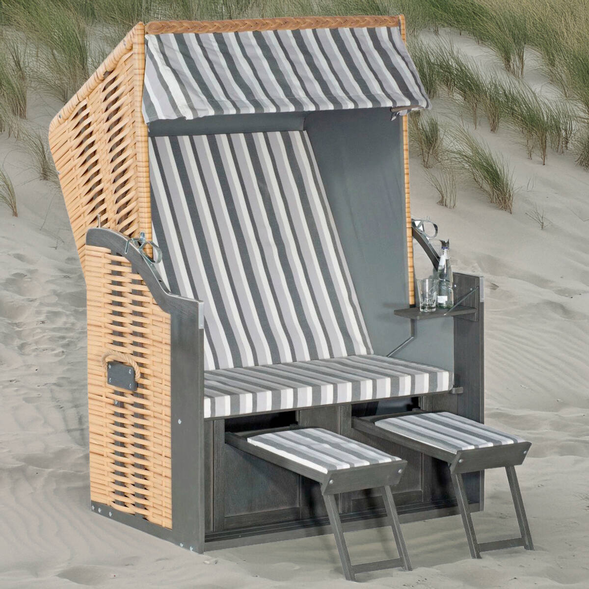 Sunny Smart Strandkorb » Rustikal 15 Z « 1 Ablage, Naturoptik, Akazie